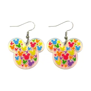 Neon Mickey Iridescent Mouses Head Earrings