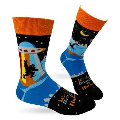 Novelty: We Don't Believe in Humans - Crew Socks