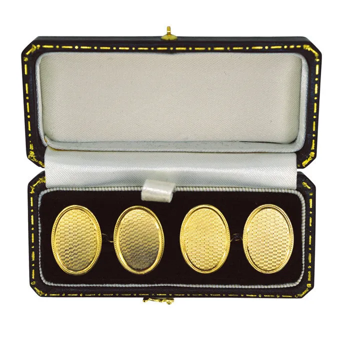 Oval Engine Turned Cuff Links
