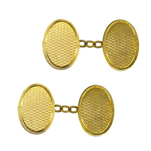 Oval Engine Turned Cuff Links