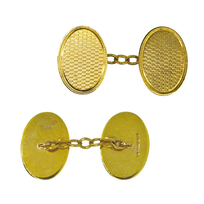 Oval Engine Turned Cuff Links