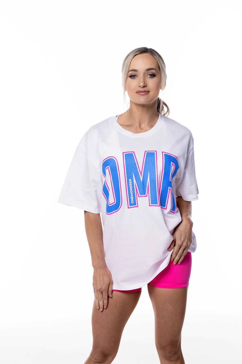 Oversized Pump Tee White/Blue Raz
