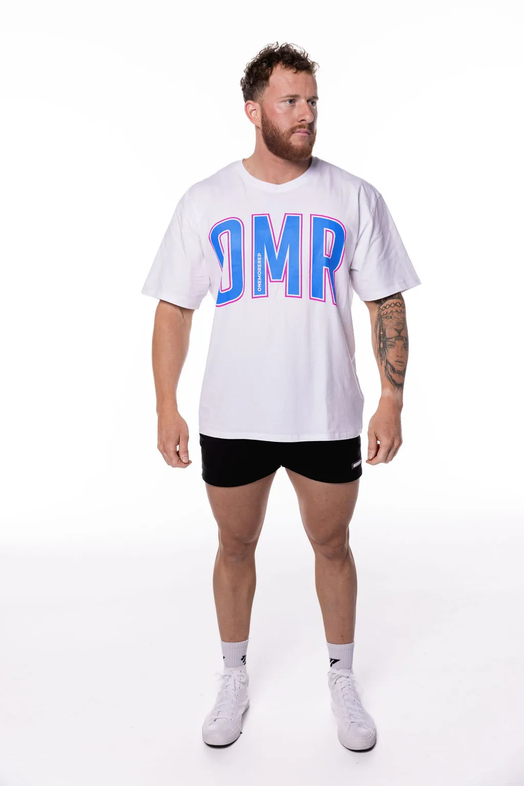 Oversized Pump Tee White/Blue Raz
