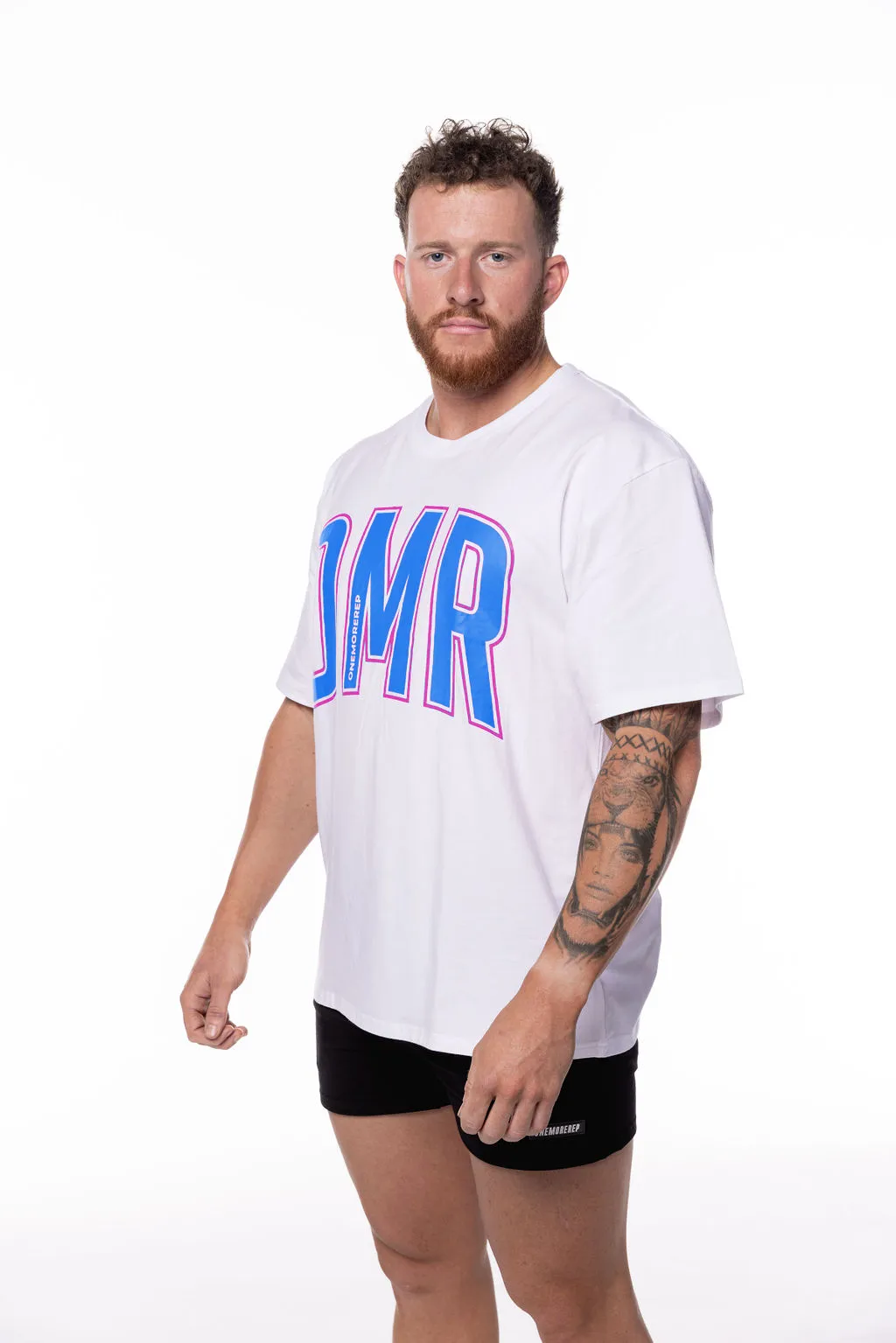 Oversized Pump Tee White/Blue Raz