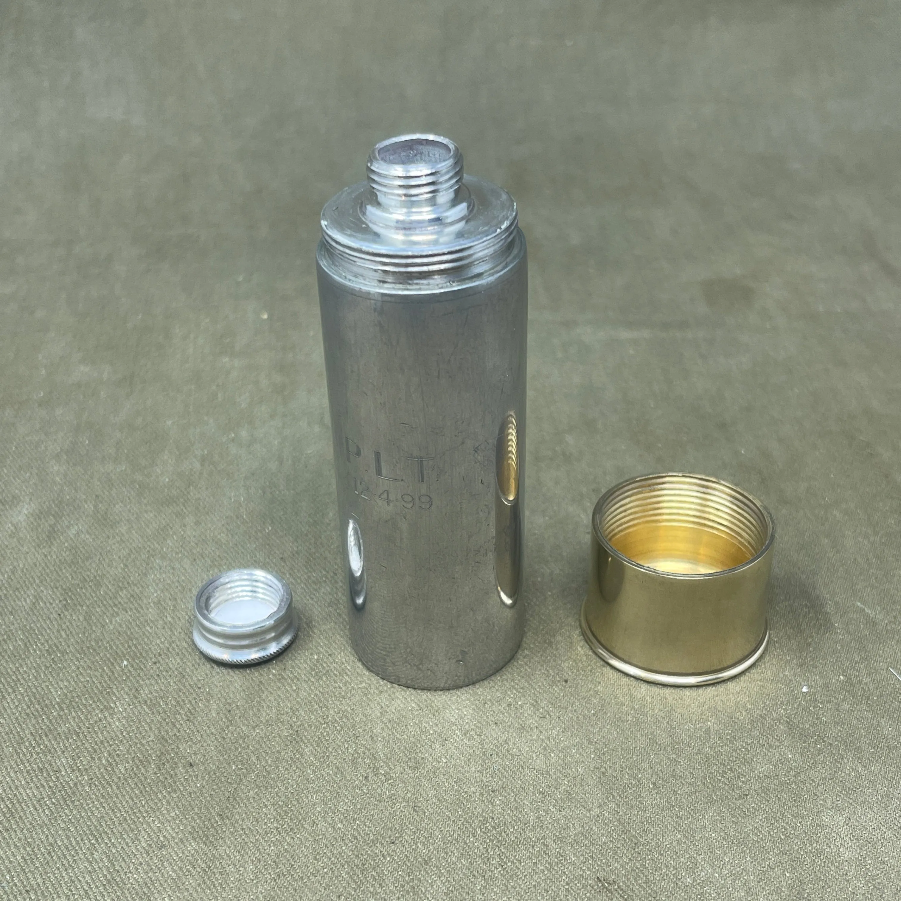 Pewter 4oz Flask as Shotgun Cartridge with Brass Screw
