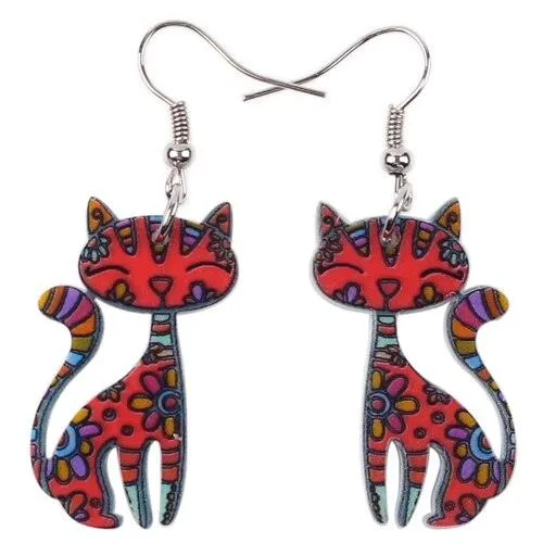 Poppy Petals Cat Floral Earrings