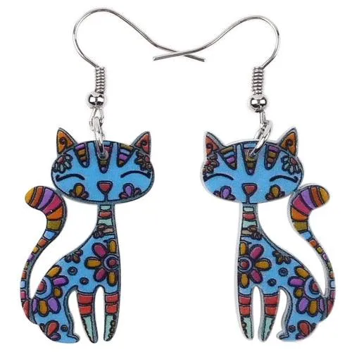 Poppy Petals Cat Floral Earrings