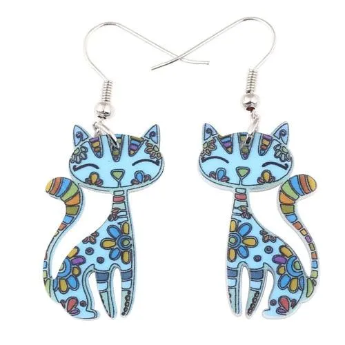 Poppy Petals Cat Floral Earrings