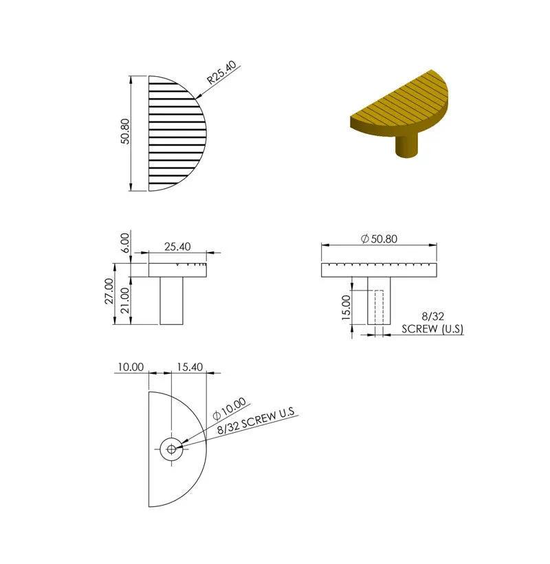 Prato Half Cut Cabinet Knob