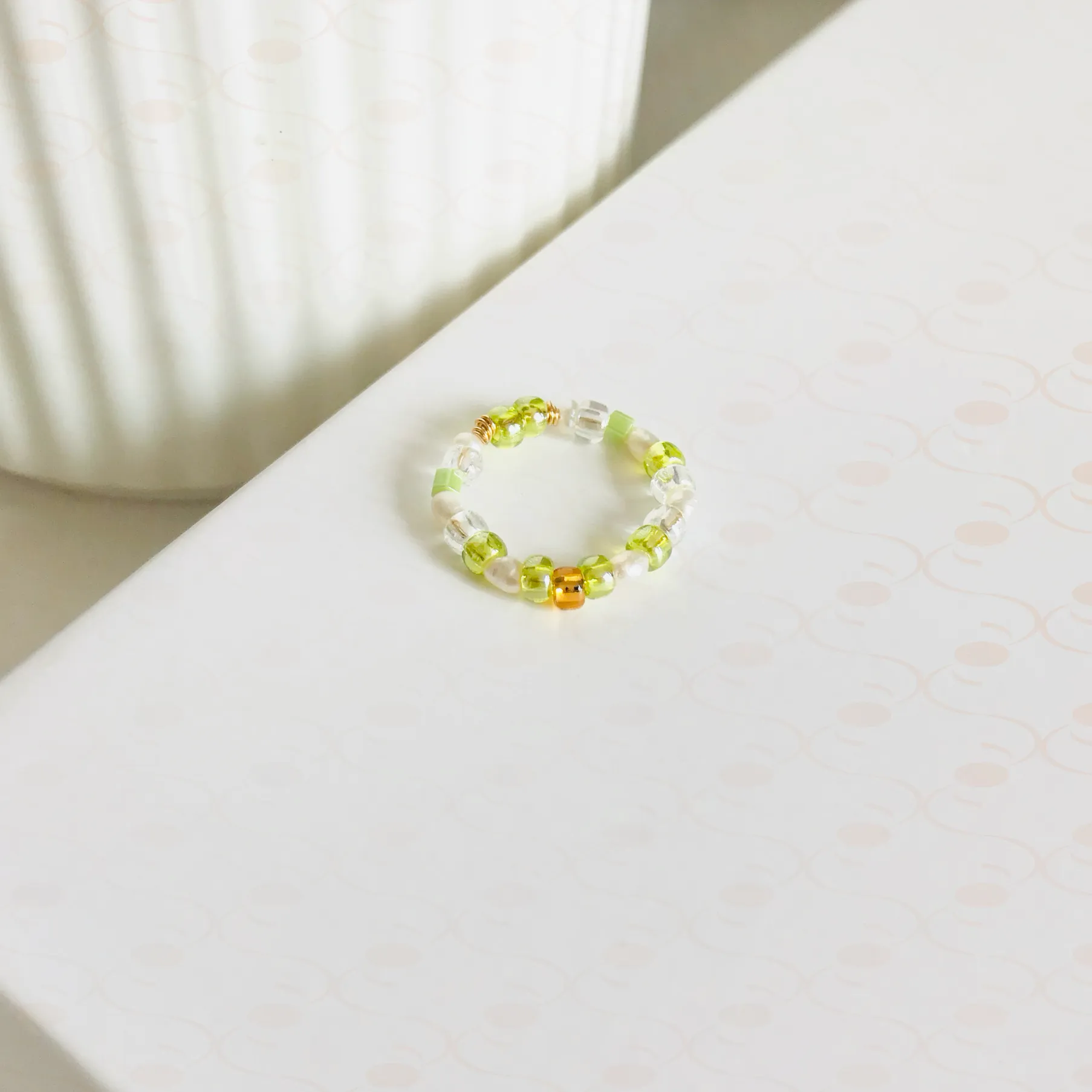 "Secret Garden" Beaded Floral Earrings and Ring