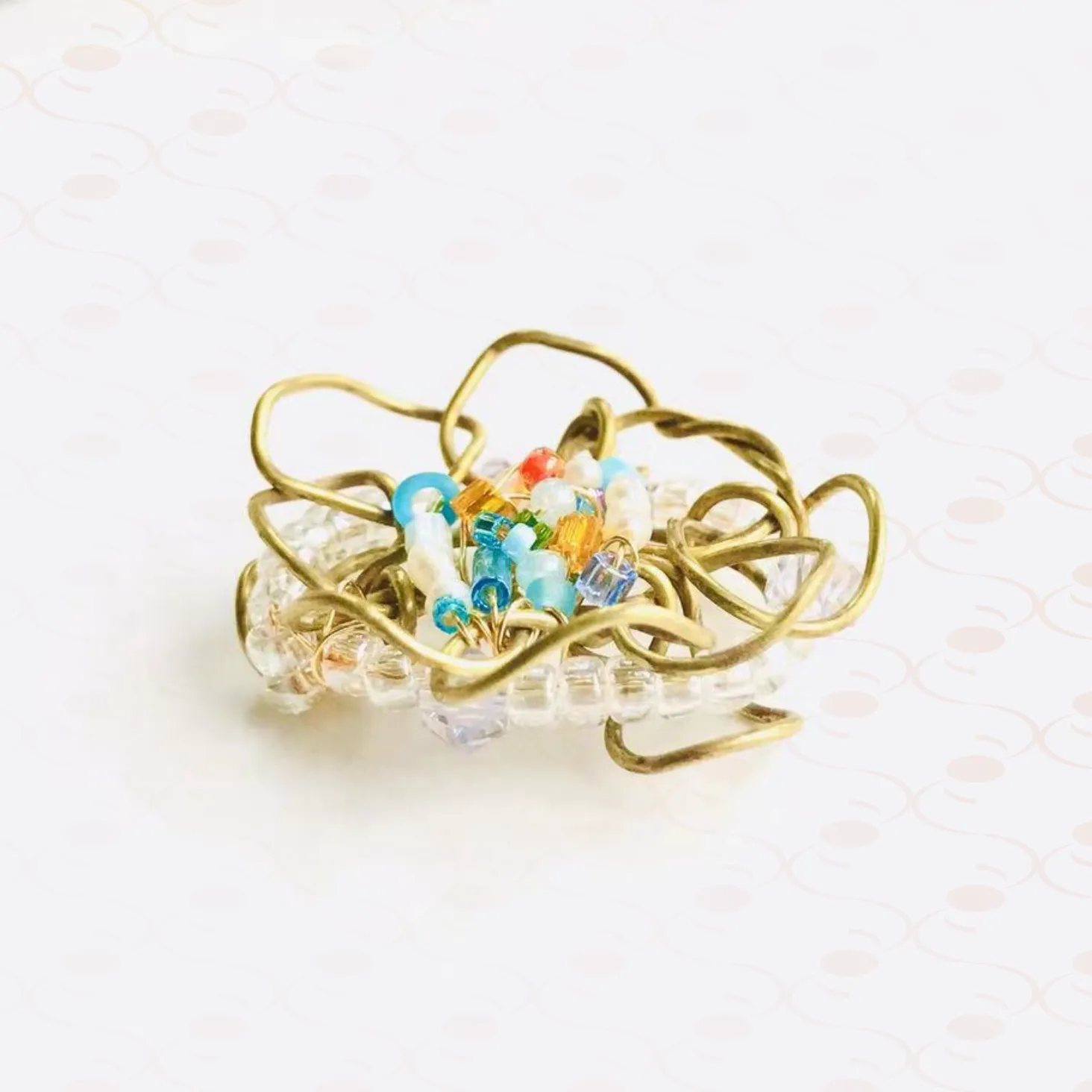 "Secret Garden" Beaded Floral Earrings and Ring
