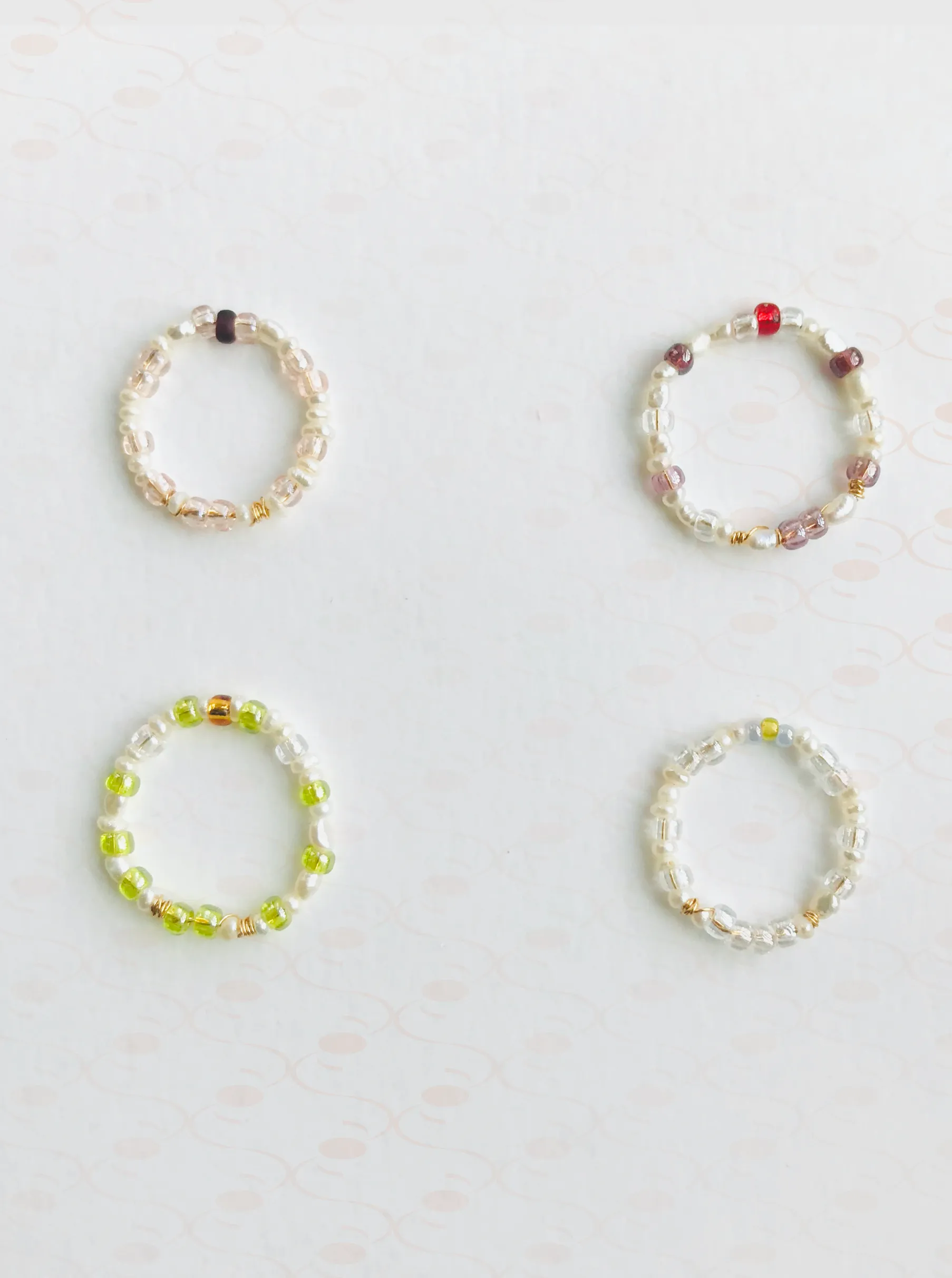 "Secret Garden" Beaded Floral Earrings and Ring