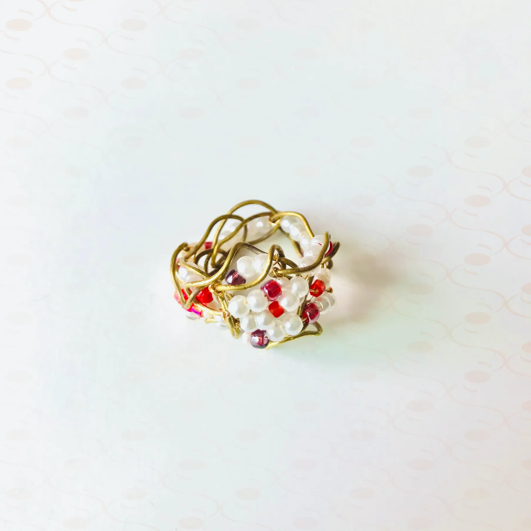 "Secret Garden" Beaded Floral Earrings and Ring