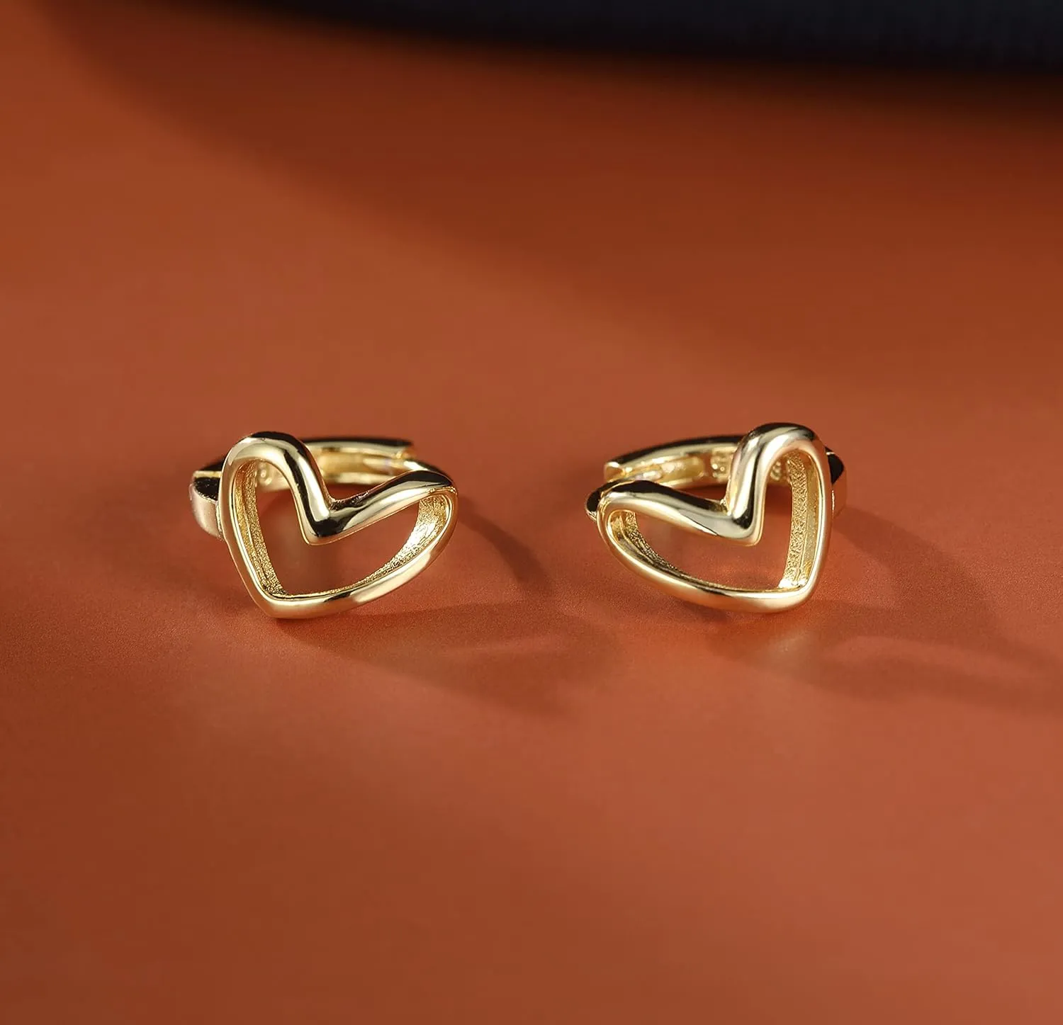 Reffeer Solid 925 Sterling Silver Love Heart Hoop Earrings for Women Teens Heart Hoop Earrings Love Huggie