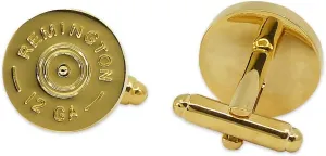 Remington 12 Gauge Shotgun Shell Cuff Link Pair - [Gold][5/8'' Diameter]