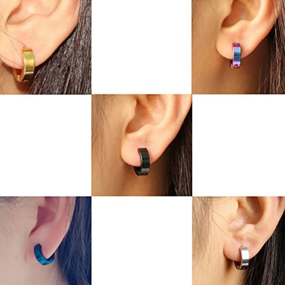 Stainless Steel Mens Womens Hoop Earrings Piercings Huggie Hypoallergenic