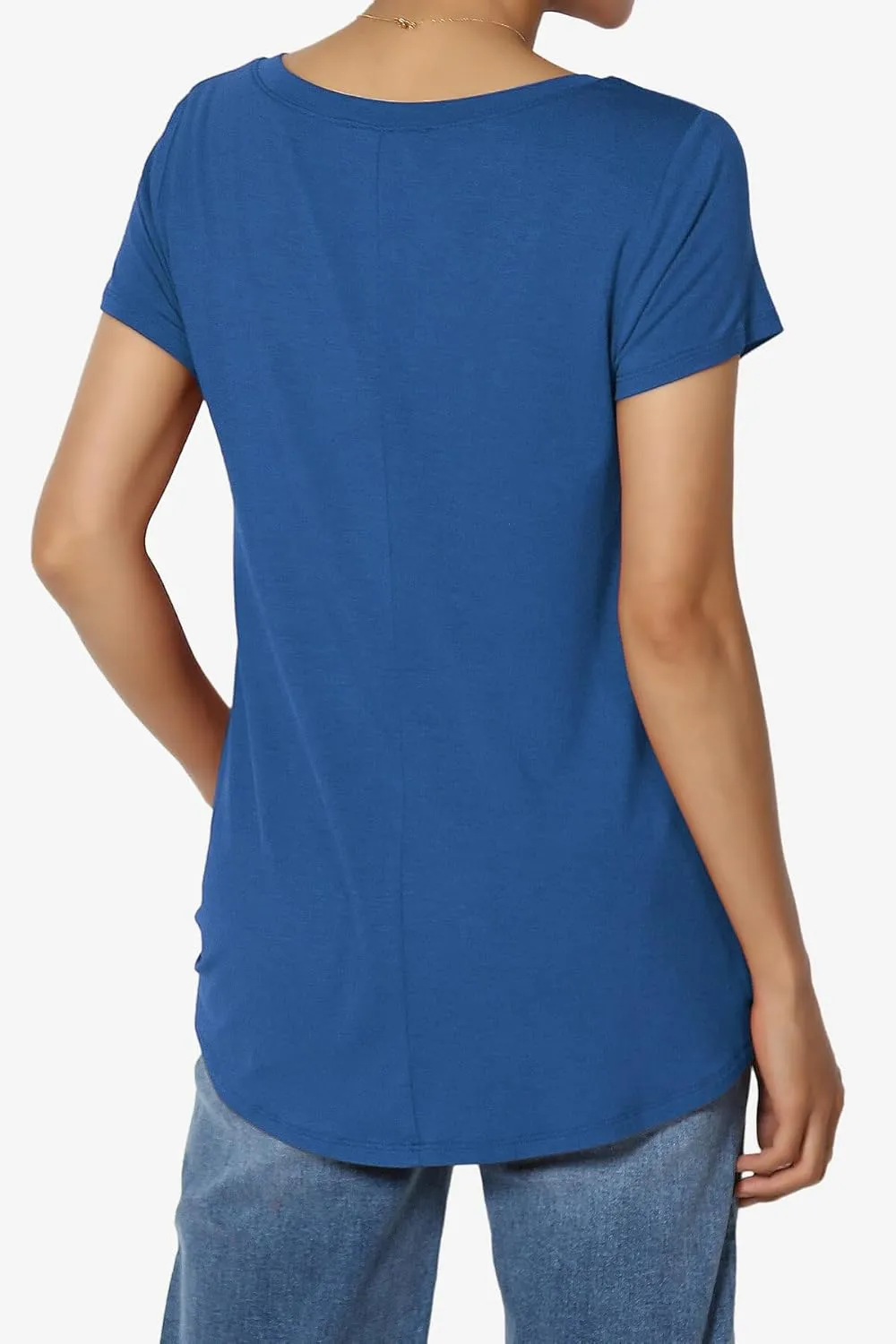 TheMogan Women's Casual V-Neck Short Sleeve T-Shirt Soft Drapey Jersey Relaxed Top Perfect Tee