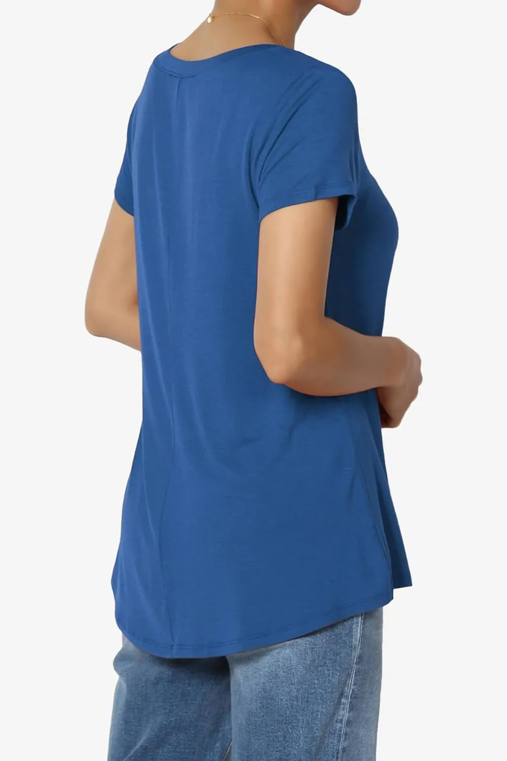 TheMogan Women's Casual V-Neck Short Sleeve T-Shirt Soft Drapey Jersey Relaxed Top Perfect Tee
