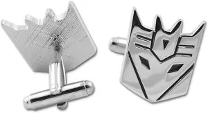 Transforming Auto Robot Transformer Decepticon Cuff Link Pair - [Silver Finish][7/8'' Tall]