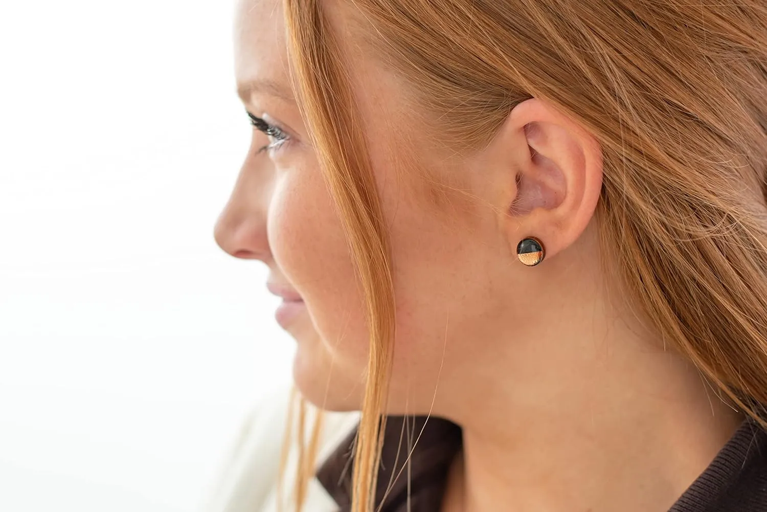 Two Toned with Faux Hammered Metal 10mm Stud Earrings, Handmade, Posts for Sensitive Ears Stud for Women Men Girls (Mint and Rose Gold Faux Hammered Metal)