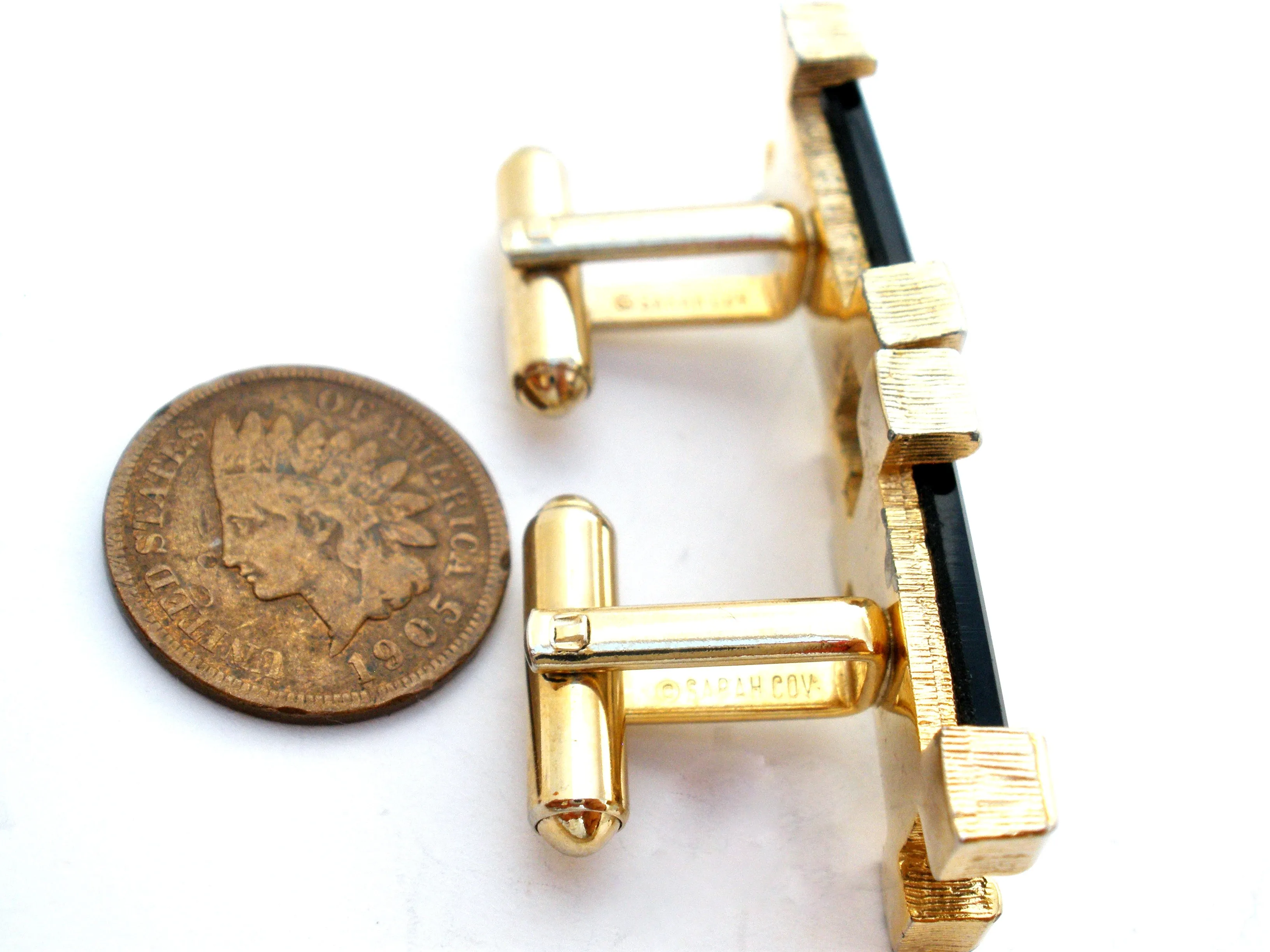 Vintage Black Onyx Cufflinks by Sarah Coventry