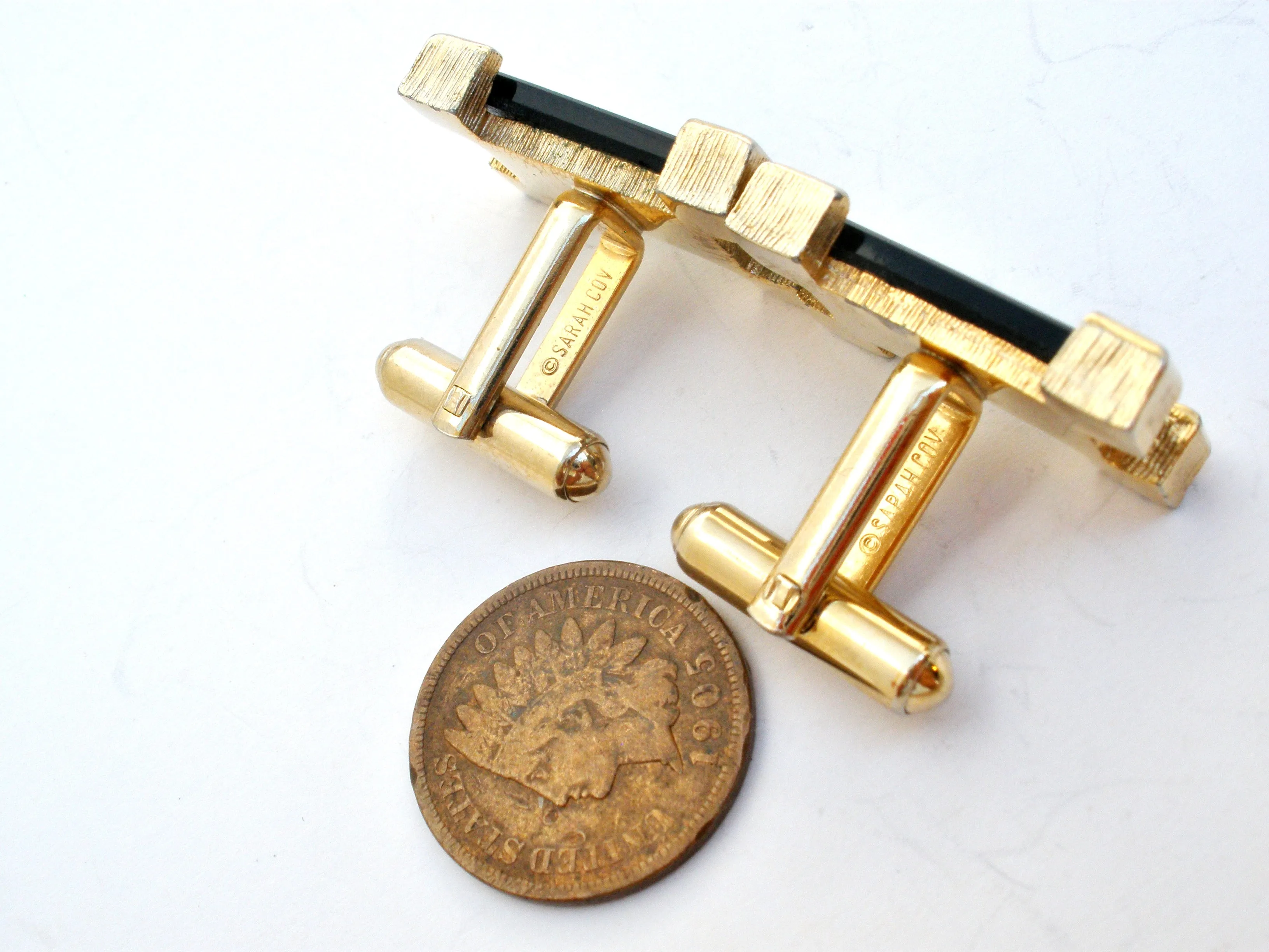 Vintage Black Onyx Cufflinks by Sarah Coventry