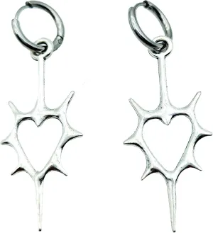 Y2K Goth Punk Barbed Dangle Heart Spike Earrings for Men Women Unique Stainless Steel Earrings Emo Weird Witchy Alternative Abstract Quirky