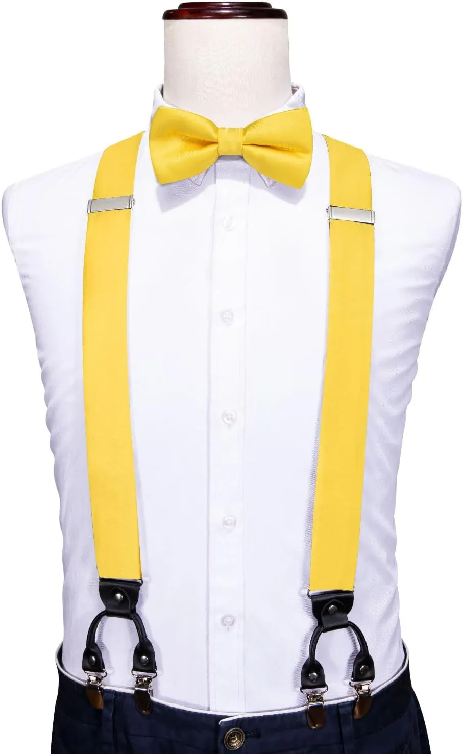 YOHOWA Solid Bow Ties for Men Cotton Linen Pre-tied Bow Tie Set with Handkerchief Cufflinks Big and Tall Party Wedding Prom